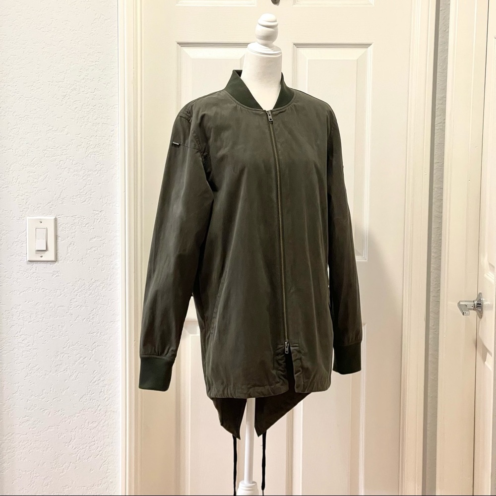 Zanerobe Mens Bomber Jacket with Back Tie in Army Green Size M - Picture 3 of 16